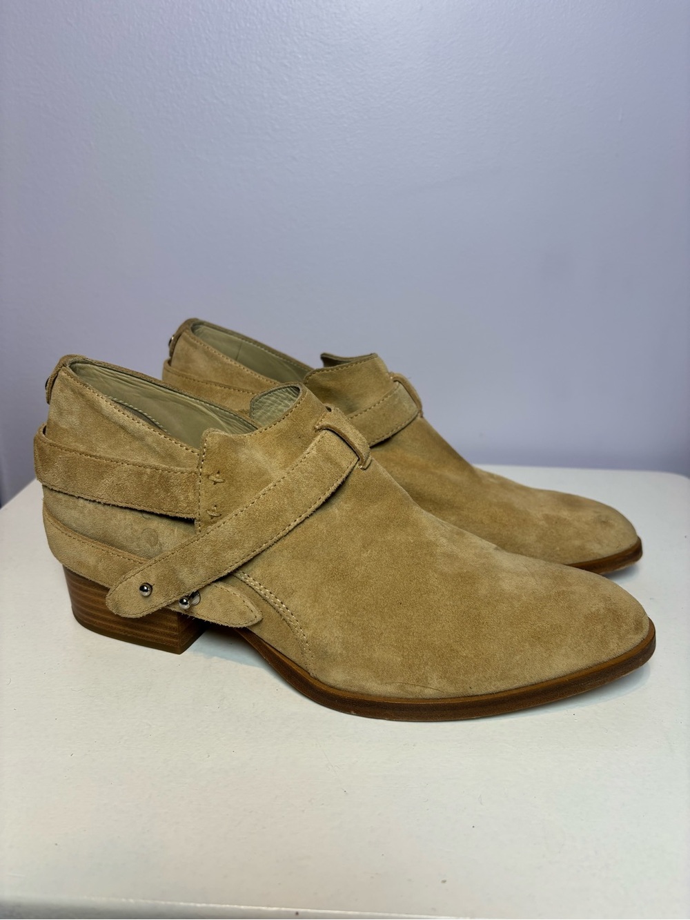 rag & bone Women's Suede Ankle Booties in Light Tan
